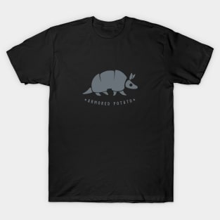 Armadillo armored potato. Funny animals, minimal design with dark ink T-Shirt